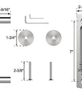Two Sided Sliding Barn Door Handle Hardware In Brushed Stainless Steel 304 Twelve Inch Length Flush Pull Design With Round Handle On One Side And Flat On The Other Heavy Duty Garden Gate Shed Pull Handle Set Of Two, showing components and dimensions.
