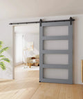 Installed 7.5FT Sliding Barn Door Hardware Kit for Single Doors up to 45 Inch, Heavy Duty Carbon Steel Track in modern room setting