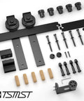 Components of the 6.6FT/79.2" Sliding Barn Door Hardware Kit with Barn Door Floor Guide fit 40" Single Wooden Door