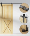 6.6FT/79.2" Sliding Barn Door Hardware Kit with Barn Door Floor Guide fit 40" Single Wooden Door, Smoothly and Quietly Easy to Install