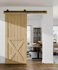 80" Sliding Barn Door Hardware Kit, Heavy Duty Top Mount Barn Door Track Kit, Black T Shape Hanger Set, single door installation