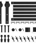 8.2 FT Sliding Barn Door Hardware Kit with J Shape hanger, includes steel rails, rollers, brackets, screws for 48 inch doors.