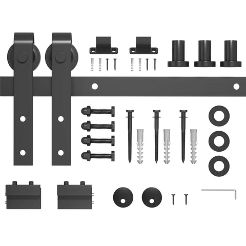 4FT Sliding Barn Door Hardware Kit for Single Doors up to 24 Inch, Heavy Duty Carbon Steel Track Set with Nylon Rollers and Screws