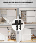 12FT Sliding Barn Door Hardware Kit for Single Doors up to 72 Inch installed in various rooms like kitchen and bedroom