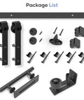 Components of 6.7 FT Sliding Barn Door Hardware Kit and Handle Door Hardware Kit for 36"~40" wide doors