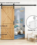 8 FT Sliding Barn Door Hardware Kit Heavy Duty-Smoothly and Quietly-Easy to Install with Door Hook and 2 Handles shown with door