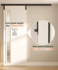 80 Inch Box Rail Sliding Barn Door Hardware Kit with Ceiling Mount for Exterior and Interior Use, shown installed with door panel.