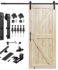 36 in x 84 in Sliding Barn Door with 6.6 ft hardware kit included, unfinished solid spruce wood door, natural stainable surface, DIY assembly