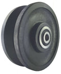 Sliding Barn Door Nylon Wheel Kit 4"x1.5" - Extra Quiet and Smooth, black nylon wheel side view with maintenance-free ball bearings visible.