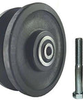 Sliding Barn Door Nylon Wheel Kit 4"x1.5" - Extra Quiet and Smooth, showing a 4-inch nylon wheel with axle and nut