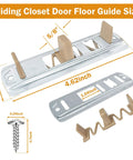 Premium Sliding Closet Door Floor Guide Kit, Adjustable Stamped Steel Hardware, 8 Pack, centering support, side view, dimensions shown.
