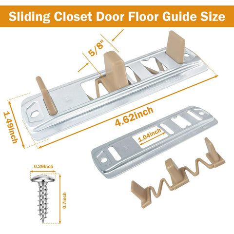 Premium Sliding Closet Door Floor Guide Kit, Adjustable Stamped Steel Hardware, 8 Pack, centering support, side view, dimensions shown.