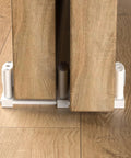 Sliding Closet Door Floor Guide, Adjustable Bypass Door Guide, Updated Three Roller Design, white finish installed on wooden floor