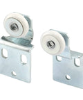 Sliding closet door roller kit with 3/4 inch wheel diameter, convex round edge plastic wheels, stamped steel brackets, 2 pack