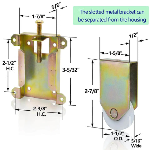 Sliding Mirror Closet Door Rollers Replacement Hardware dimensions diagram