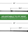 Two In One Sliding Door Security Bar And Door Jammer With Forty Adjustable Settings Easy Installation, shown in adjustable positions