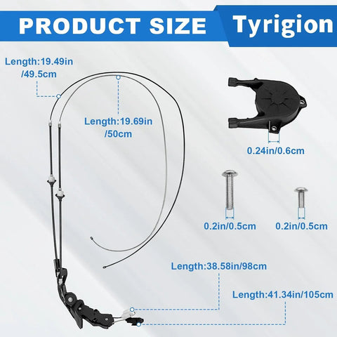 Sliding Door Cable Assembly Without Motor Left Driver Side for Toyota Sienna 2004-2010 components shown with measurements.