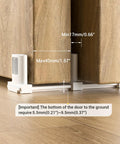 Sliding Closet Door Floor Guide, Adjustable Bypass Door Guide, Updated Three Roller Design, White Finish, installed view