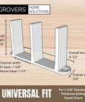 Sliding Closet Door Floor Guide Bracket dimensions, Universal Fit for 1-3/8" Width Bypass Doors, Single Unit, White, Grovers Home Solutions