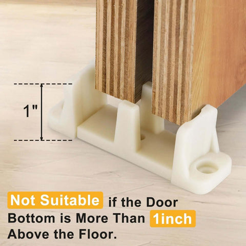 20 Pcs Sliding Closet Door Floor Guide for Bypass Doors Fits 3/4 to 1-3/8 Inch Thick Doors Universal Adjustable Sliding Door Hardware Durable Nylon Floor Guides for Cabinet and Closet Doors installed on wooden sliding doors