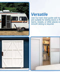 Image showing Universal Adjustable Sliding Barn Door Floor Guide With Wall Mount Bottom Stopper for RVs, barns, and closets use.