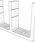 Illustration of adjustable height sliding closet door floor guide bracket white fit for one and three eighths inch doors slim profile with counter sunk screw holes easy snap notches durable plastic construction ideal for remodels.