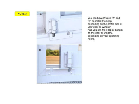 Sliding Glass Door Foot Lock (Kick Lock), Keyless Patio Door Secondary Security Lock, 2-Position Vent Lock, white installation view