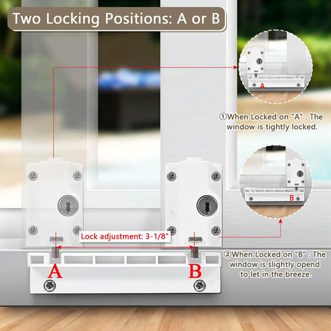 Patio Sliding Door Security Foot Lock With Keyed Lock ABS Construction Fits On Top Rail Or Bottom Rail Childproof Guardian for locking positions.