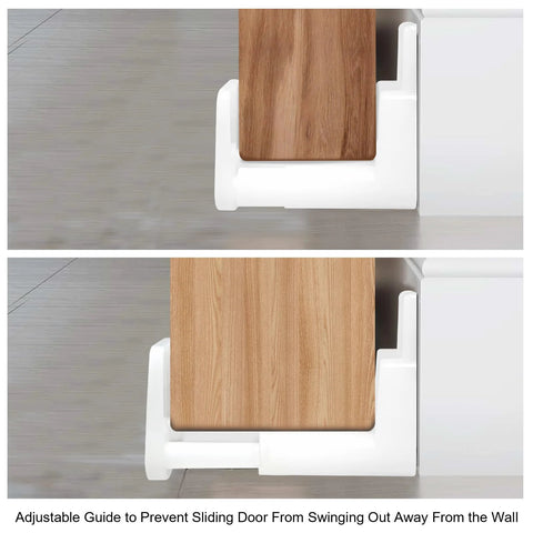 Sliding Door Guide Set With Adjustable Barn Door Hardware Floor And Wall Mount POM Plastic Installed View