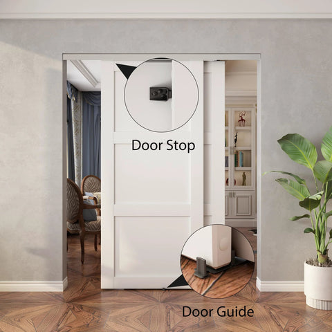 Heavy Duty Bypass Door Hardware 60 Inch Aluminum Sliding Closet Track Kit For Cabinet And Pocket Doors installed view