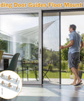 Premium Sliding Closet Door Floor Guide Kit, Adjustable Stamped Steel Hardware, 8 Pack, installed on sliding patio doors.