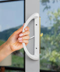 Sliding Glass Door Handle Replacement Kit In All Aluminum Mortise Style, Reversible And Non-Keyed, 3 15/16 Inch Hole Spacing installed