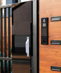 Sliding Barn Door Handles Set Eight Pack Aluminum White 7.8 Inch Long With 6.9 Inch Hole Center Pull And Screws Included for easy installation, shown on wooden and metal doors.