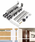 264lbs Load Capacity Sliding Door Hardware with Pair of 12 Wheel Rollers, heavy duty door pulley set components on display