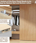 Trackless Sliding Door Hardware Kit 48 Inch Hidden Barn Door System for Interior Wooden Doors with Bottom Floor Guide and Rollers