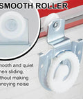 Close-up of galvanized steel roller from 4 Piece Sliding Closet Door Hardware Rollers Wardrobe Cabinet Door Hangers Knob Adjustable Hooks with 8 Screws