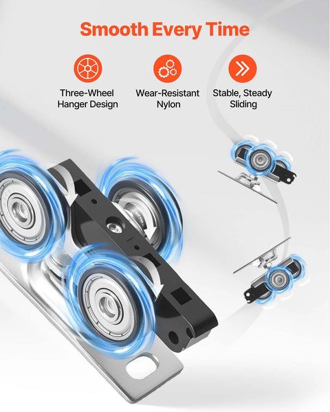 Bypass Sliding Door Hardware Kit For Closet Aluminum Dual Track System With Independent Door Paths Smooth Quiet Operation Easy