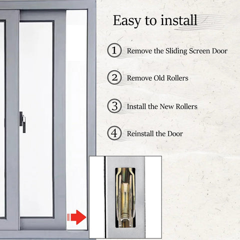 Installation guide for Four Pack Sliding Screen Door Rollers Replacement For Doors Stainless Steel Construction 1 Inch Concave Ball Bearing Wheels