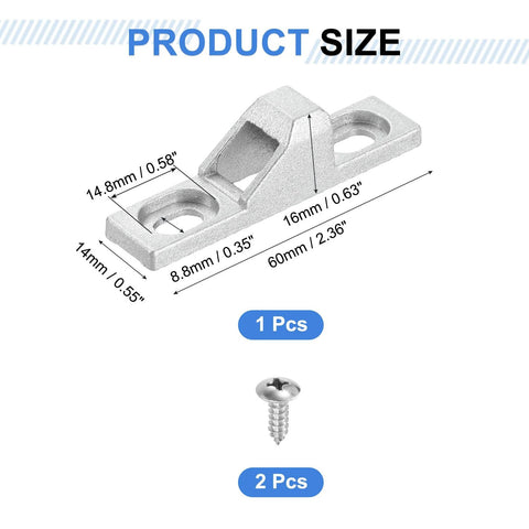 Sliding Door Keeper Zinc Alloy Silver, 2.36 x 0.55 Inches with Mounting Screws, Sliding Glass Door Lock Keeper for Patio Doors
