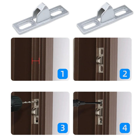 Sliding Door Keeper Set 2 Pack 2.06 Inch Zinc Alloy Chrome Plated Locks For Sliding Glass Doors Latches And Hardware Replacement
