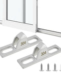 Sliding Door Keeper Set 2 Pcs 304 Stainless Steel Glass Door Lock With Mounting Screws Latch Replacement Hardware For Patio Doors Silver Friction Bump Design For Stable Mount And Precise 29-47mm Installation.