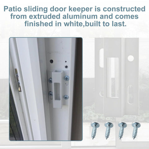 Sliding Door Keeper For Hook Style Latch E 2124 Replacement Latch for Sliding Glass and Patio Doors White installed view