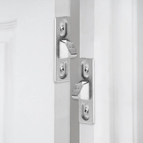 Installed Sliding Door Keeper Zinc Alloy Silver, 2.36 x 0.55 Inches with Mounting Screws on white sliding glass door