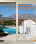 Patio Sliding Door Security Foot Lock Kick Lock, Fits on Top Rail-Childproof patio Door guardian-or Bottom Rail-Foot Operated-Keep Your Family Safe and Secure(1 Pack,White) installed on glass sliding door with pool view.