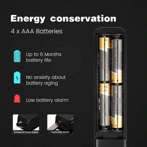 Battery compartment of Slim Sliding Glass Door Lock 2885 Latch Waterproof Keyless Mortise Smart Lock With Hook