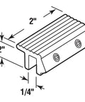 Tamperproof Sliding Door Channel Lock, 2 In, Extruded Aluminum, Black Finish, Single Pack, diagram showing dimensions and screw holes.