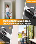 Sliding Door Lock for Glass and Patio Doors, Mortise Style with High Security Square Bolt Plus Safety Hook Latch, two models shown
