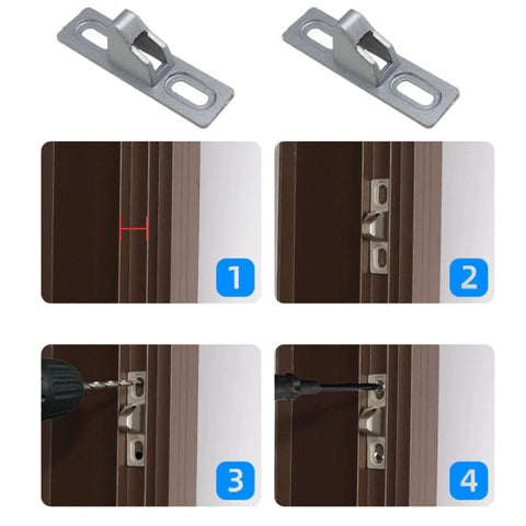 Sliding Door Lock Latch Replacement With Mounting Screws For All Kinds Of Sliding Patio Doors Silver 2 Pack Size 2.68 X 0.69 X 0.86 Inches Easy Install With Vertical Adjustment Slots Friction Bumps To Secure Base Corrosion And Wear Resistant installation steps