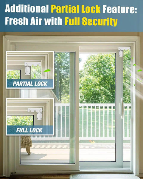 Sliding Door Lock Window Locks for Patio Sliding Glass Door Foot Locks for Front Door Security Bar Stoppers Top Horizontal