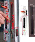 2 Piece Sliding Door Lock Set With Keys For Aluminum Doors And Windows Embedded Flush Mount Single Sided Hook Locks Durable Stainless Steel And Aluminum Alloy Construction Includes 2 Locks And 2 Keys, shown installed on an aluminum door.